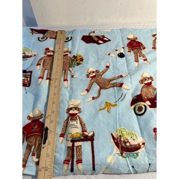 2 Nick Nora blue flannel standard pillowcases sock monkey replacements - Picture 6 of 7
